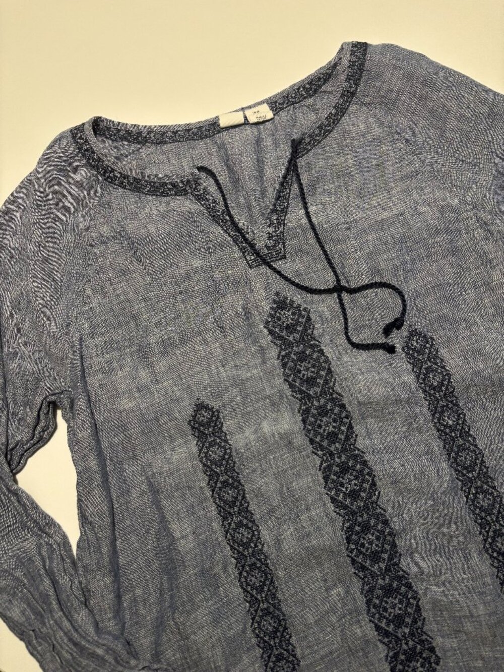 Artisan NY Blue Boho Linen Blouse
